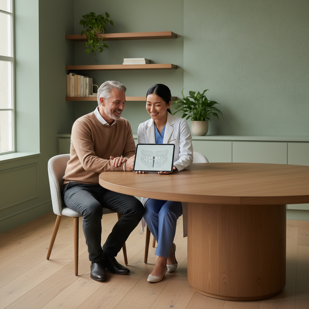 Dentist consulting with a patient